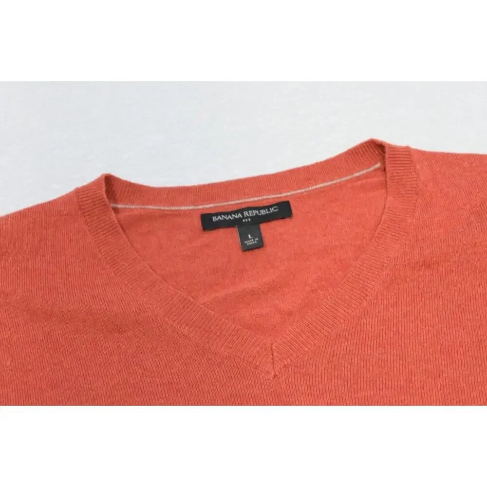Banana Republic Casual Cotton Blend V Neck Sweater‎ Burnt Orange Mens Sz Large